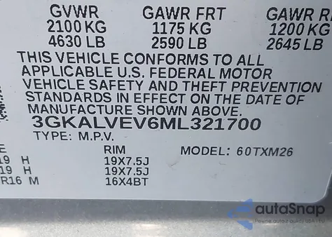 2021 GMC Terrain Awd Slt from USA, damaged, VIN 3GKALVEV6ML321700